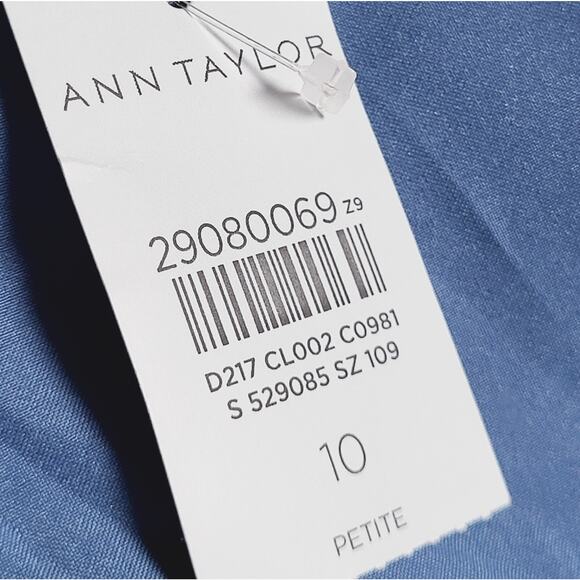 Ann Taylor Blue Ruffle Cap Sleeve Empire Dress NWT Size10P - Picture 12 of 14